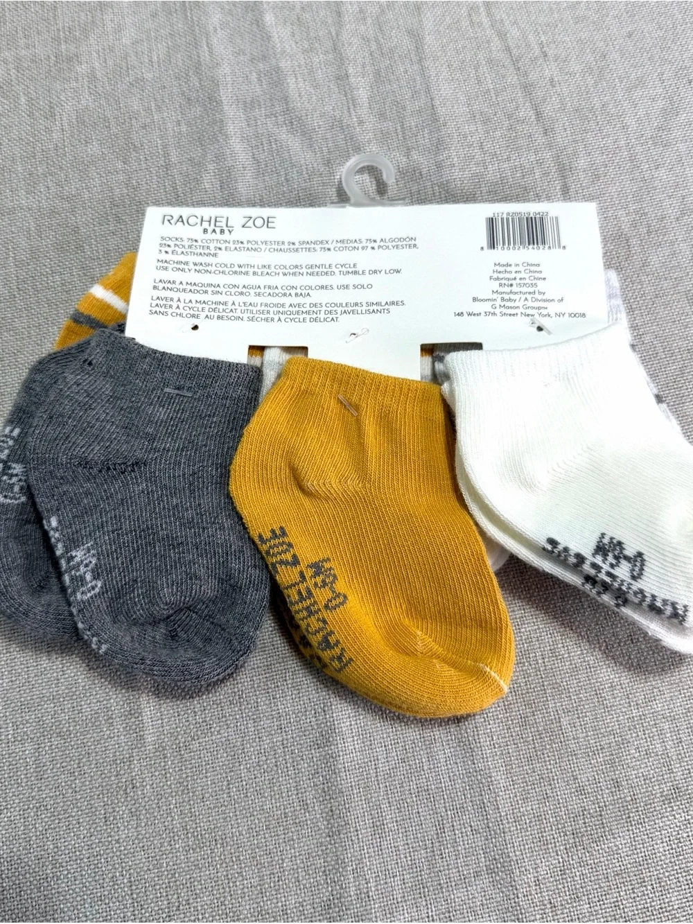 Rachel Zoe Baby Stripe Sock Set - Mustard, Gray, White